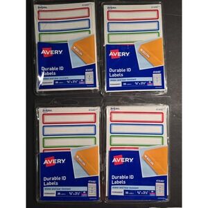 Durable ID Labels w/ Preprinted Borders 5/8x3.5in labels 35/PK - Lot Of 4